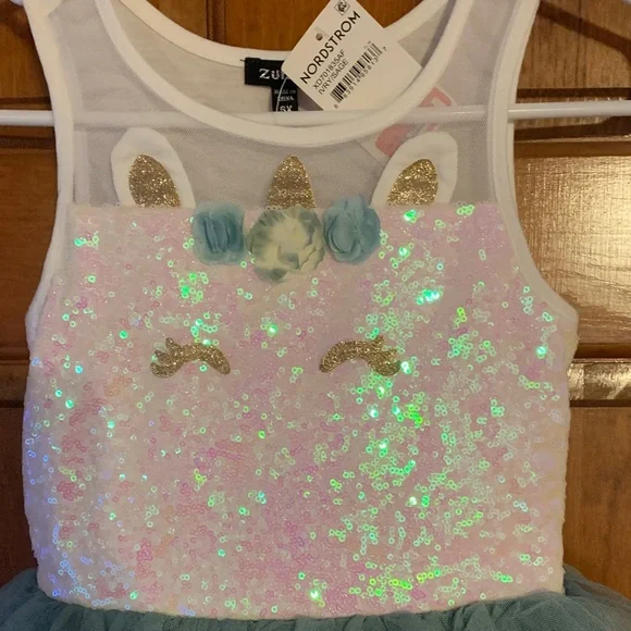 Nordstrom Glitter Unicorn Dress with Tulle Skirt sz 6x - Picture 2 of 6
